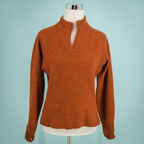 Mountain Hardwear Size Small S Burnt Orange Mock Neck Wool Blend Knit Sweater - Picture 1 of 7
